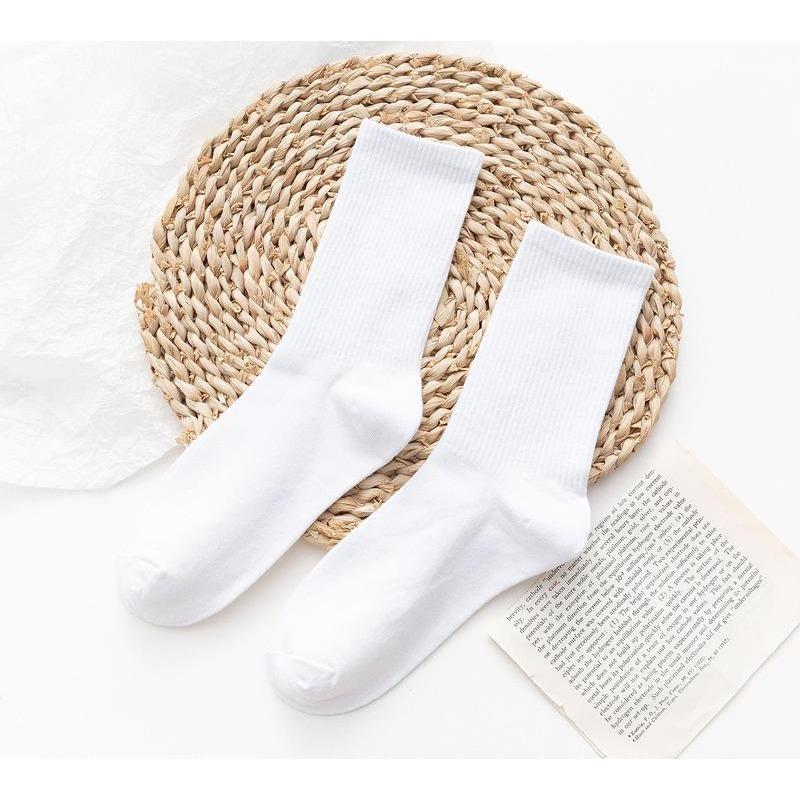 CHAOZHU Ins Fashion 40+ Colors Combed Cotton Skateboard Women Men Socks Unisex Stretch Soft 4 Seasons Fit Basic Daily Sock
