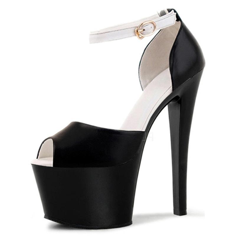 2025 new summer fashion women's sandals high heel fish mouth personality one-word buckle thin heel 20cm trendy shoes women