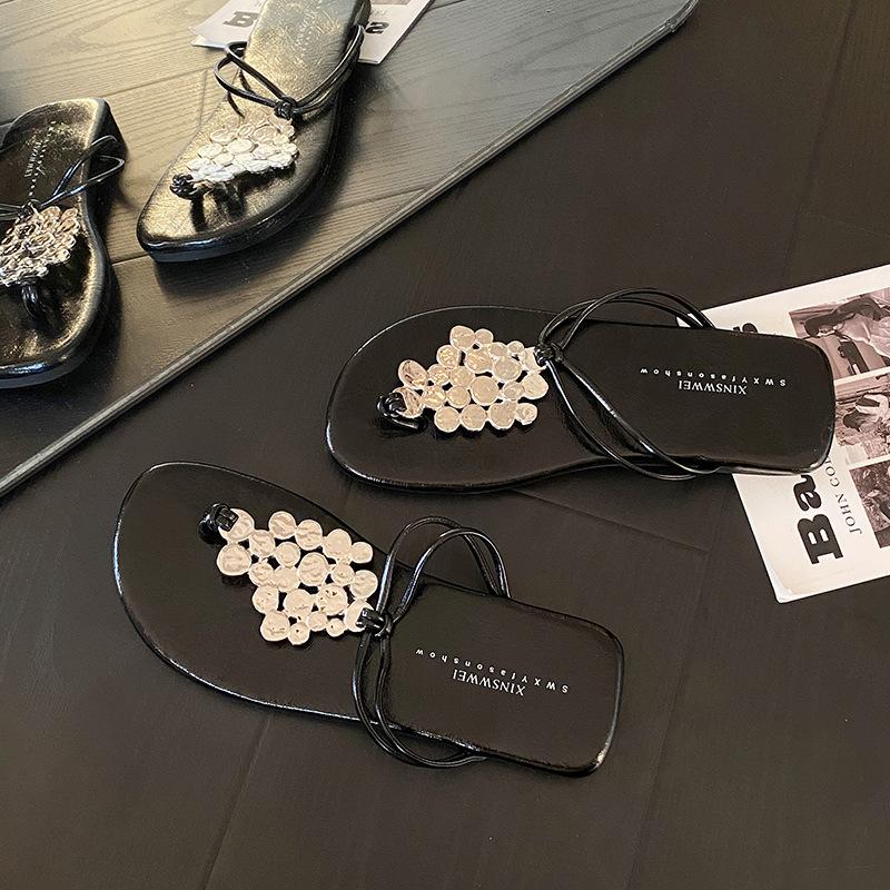 

JMXD-тапочки с блестками и носками, женские, летняя одежда, шлепанцы на клипсах, модные сандалии на плоской подошве 40 чёрный