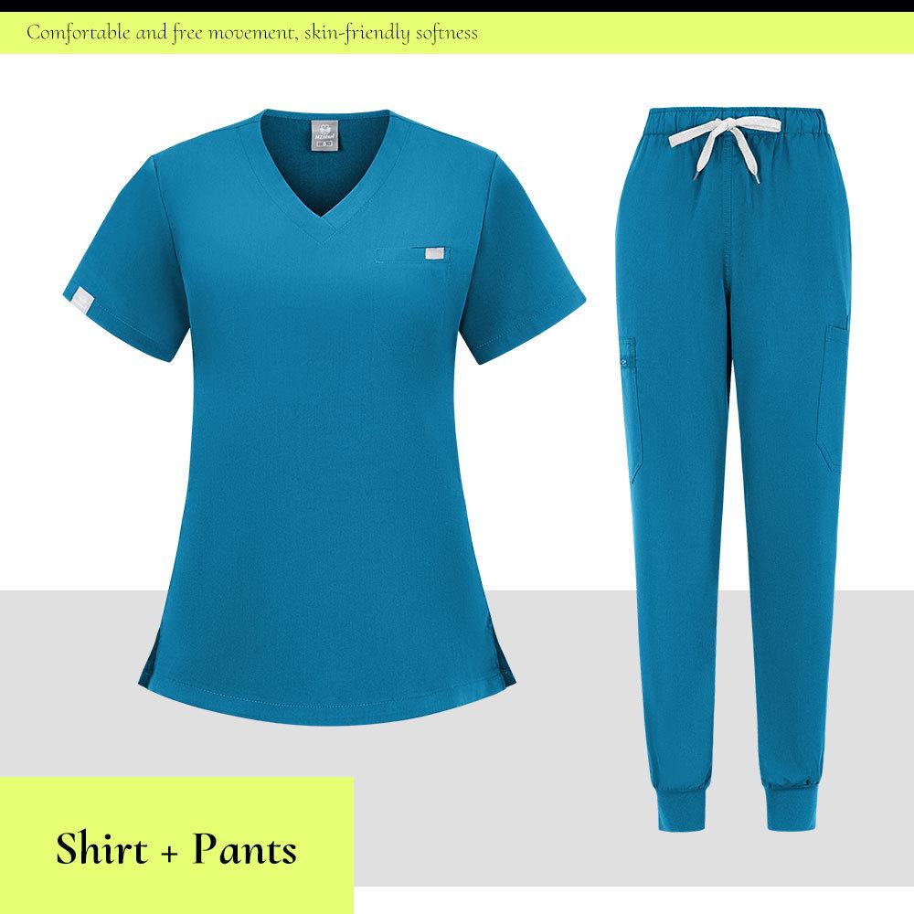Sjuksköterskeskrubbdräkt i åtta färger - Andningsbar, Svettabsorberande Damuniform för Djursjukhus