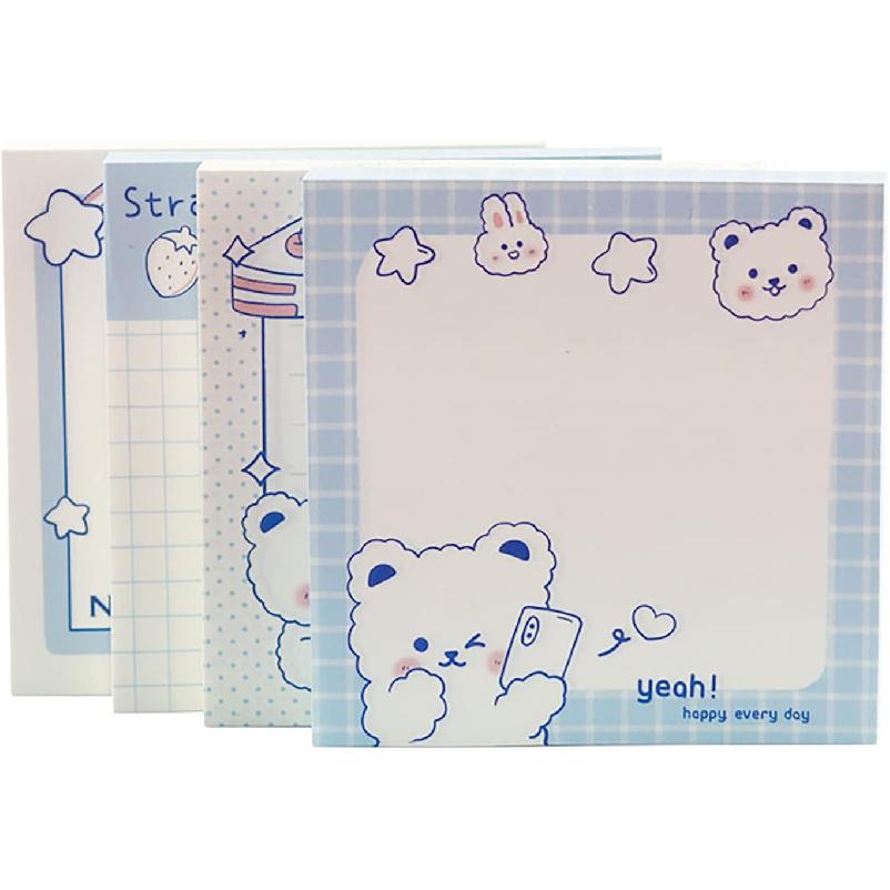 4 Pack Cute Sticky Notes Kawaii Sticky Notes Memo Pad 3.1x3.1 Inches Self-Stick Note Pads Colorful Fruit Sticky Note Pads for Girls DIY Office Home