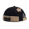 Retro Washed Color Docker Cap Without Visor Star Splicing Brimless Caps Letter Adjustable Beanie Hat Vintage Style Hip Hop
