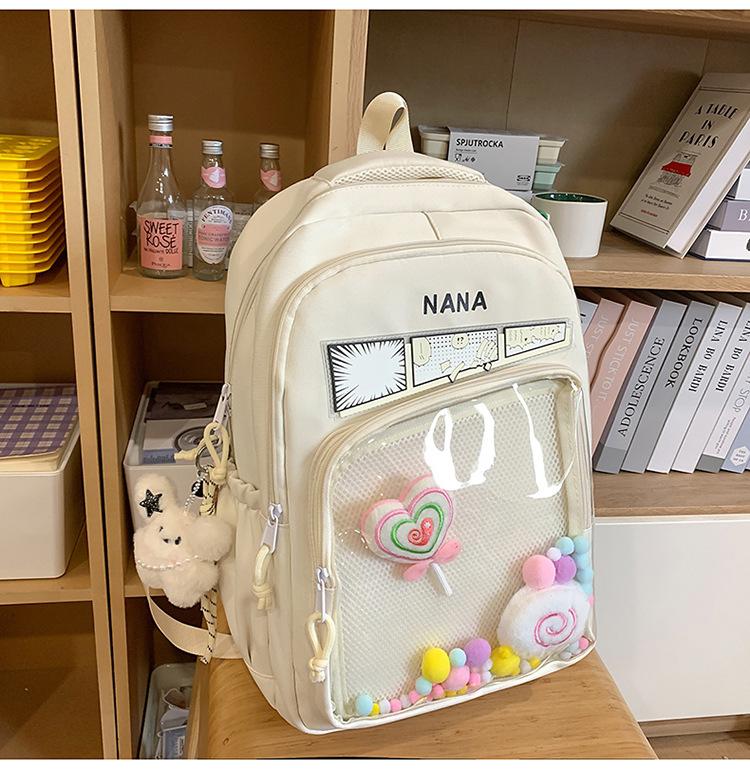 School Bag New School Bag Female Korean Version Ins Wind Two-dimensional Transparent Bar Pain Bag Multi-compartment Middle and High School Student
