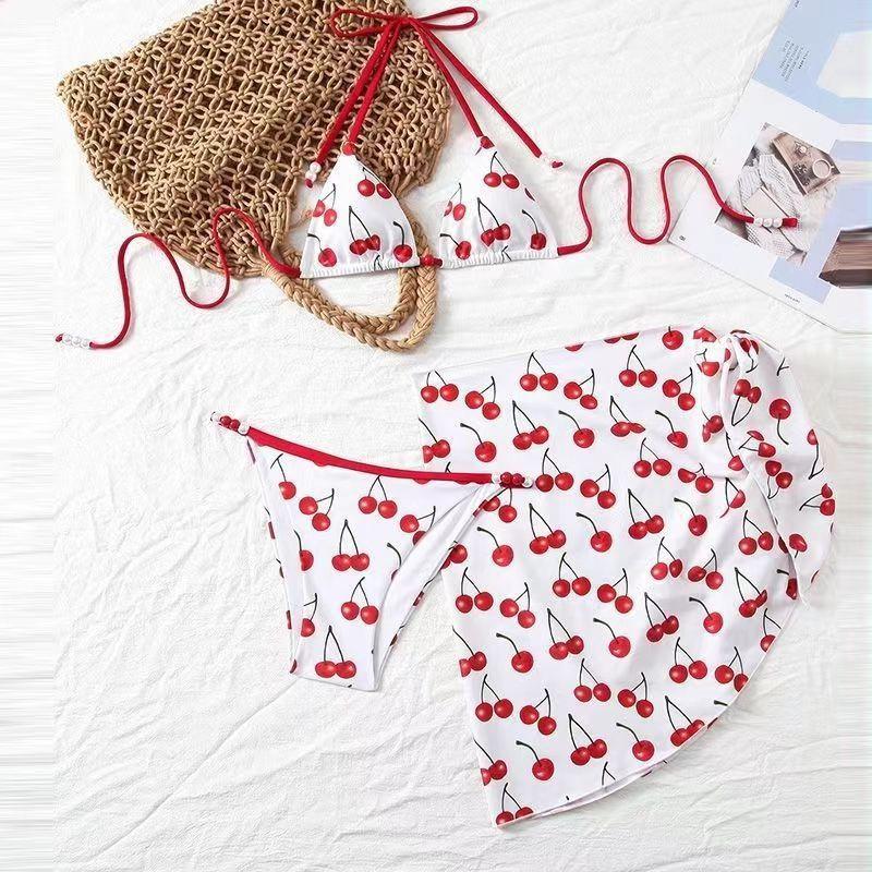 Sexy Muse Babes Little Cherry Three-Point Bikini Bikini Split Skirt Three-Piece Swimsuit Women