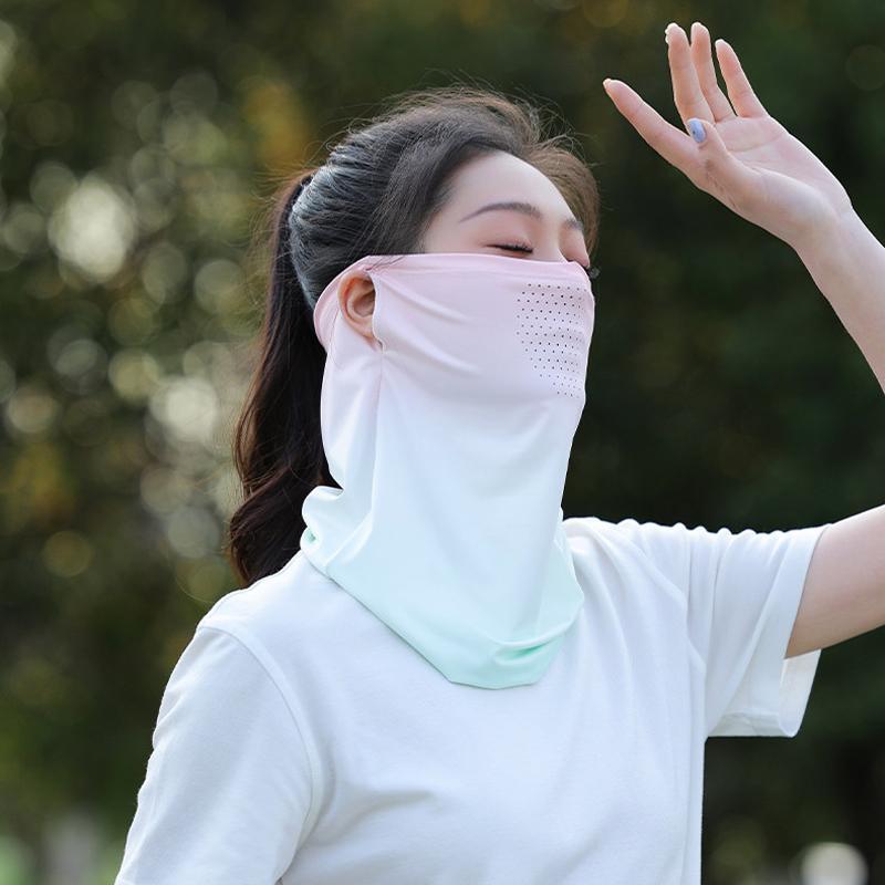 Gradient Colors Breathable Soft Ice Silk Uv Sun Protection Face Mask Summer Outdoor Cycling Hiking Unisex Face Scarf