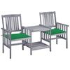 VidaXL Garden Chairs with Tea Table and Cushions Solid Acacia, 159 X 61 X 92 Cm, Green