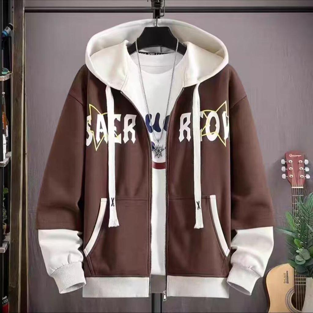 Trendig huvtröja för män: Lös casual sweatshirt för vår/höst, mångsidig långärmad topp