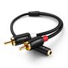 UGREEN RCA kabelis 3,5 mm (Moteris) - 2RCA (Patinas) Mini stereofoninio kištuko konvertavimo kabelis, kelių ekranų paauksuotas gnybtas stereo garso kabelis RCA AUX / garsiakalbis