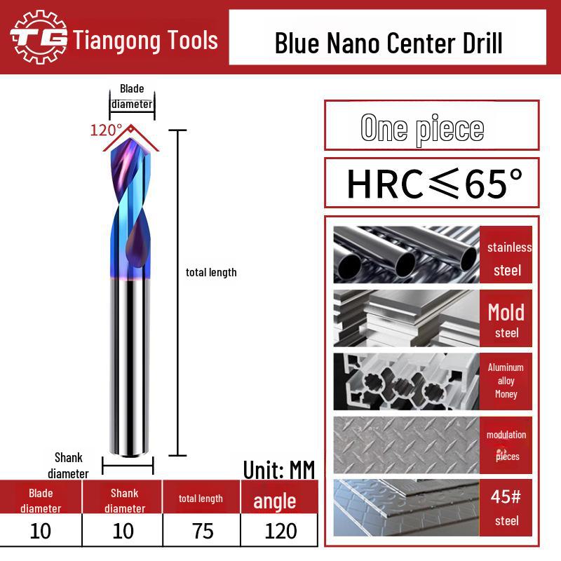 Tiangong Tungsten Carbide-Coated Chamfering Knife: 65° Center Drill, 90° Fixed Point, Alloy Centering Milling Cutter.