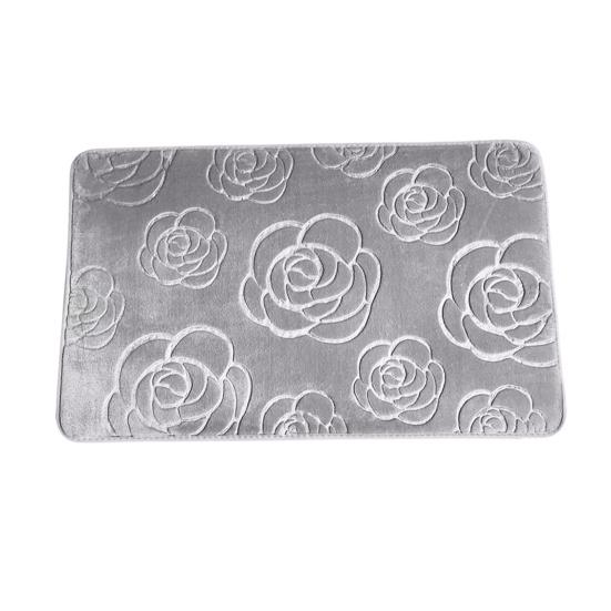 Yousheng Non-Slip Bathroom Rug 3D Rose Pattern Floor Mat Coral Velvet Solid Color Carpet Doormat for Home Indoor Entrance Front Door