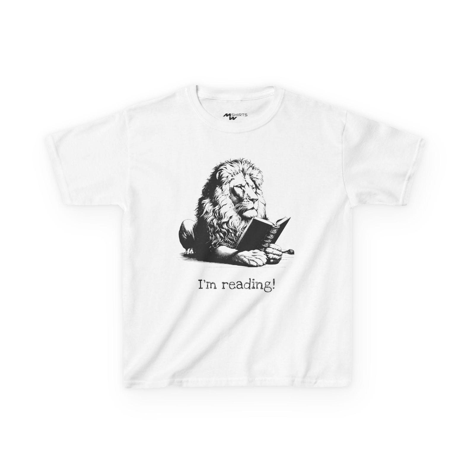 Reading Lion Kids Tee: Vintage Book Lover Shirt 4XL
