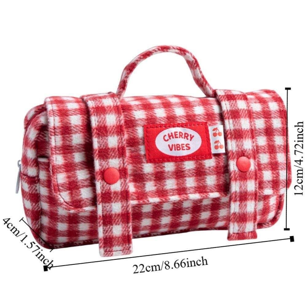 Sweet Grid Pencil Case Portable Pen Organizer Pouch Cute Stationery Organizer  Office Use