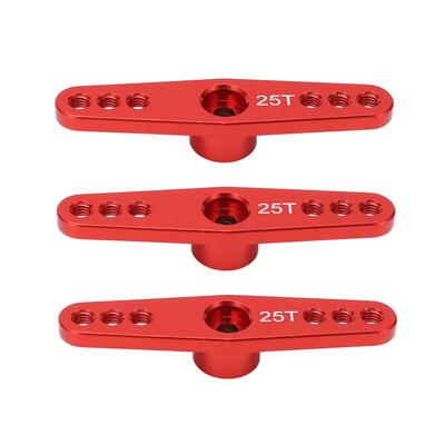 3Pcs 25T Aluminum Alloy RC Servo Arm Horn Long Type for 1 10 Remote Control Car Upgrade PartRed