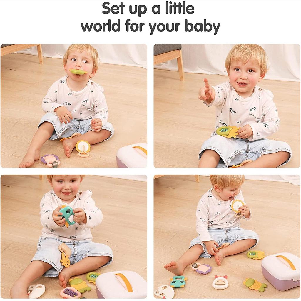 10 Pack Baby Rattle Toys with Storage Box,Infant Grab and Spin Rattles, Early Educational Toys for Newborn Baby Gifts 3, 6, 9,12 Months Girls and Boys