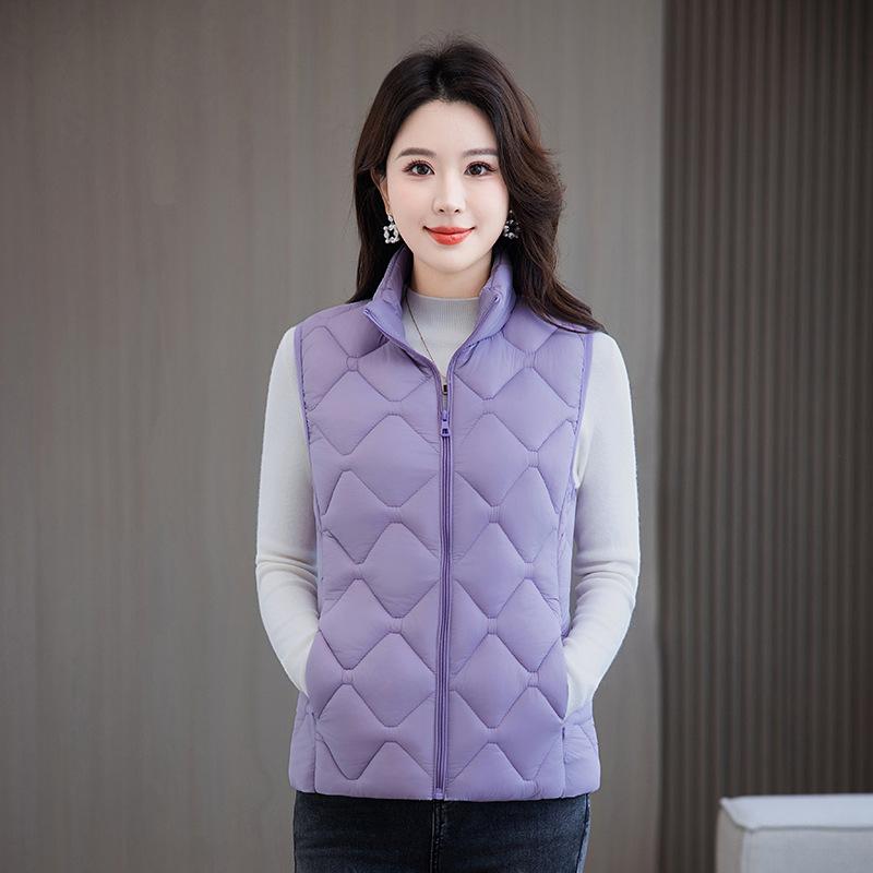 

Ladies Light Cotton-padded Vest New Down Cotton-padded Jacket Vest Stand Collar Tank Top Short Vest in Autumn and Winter. 5XL
