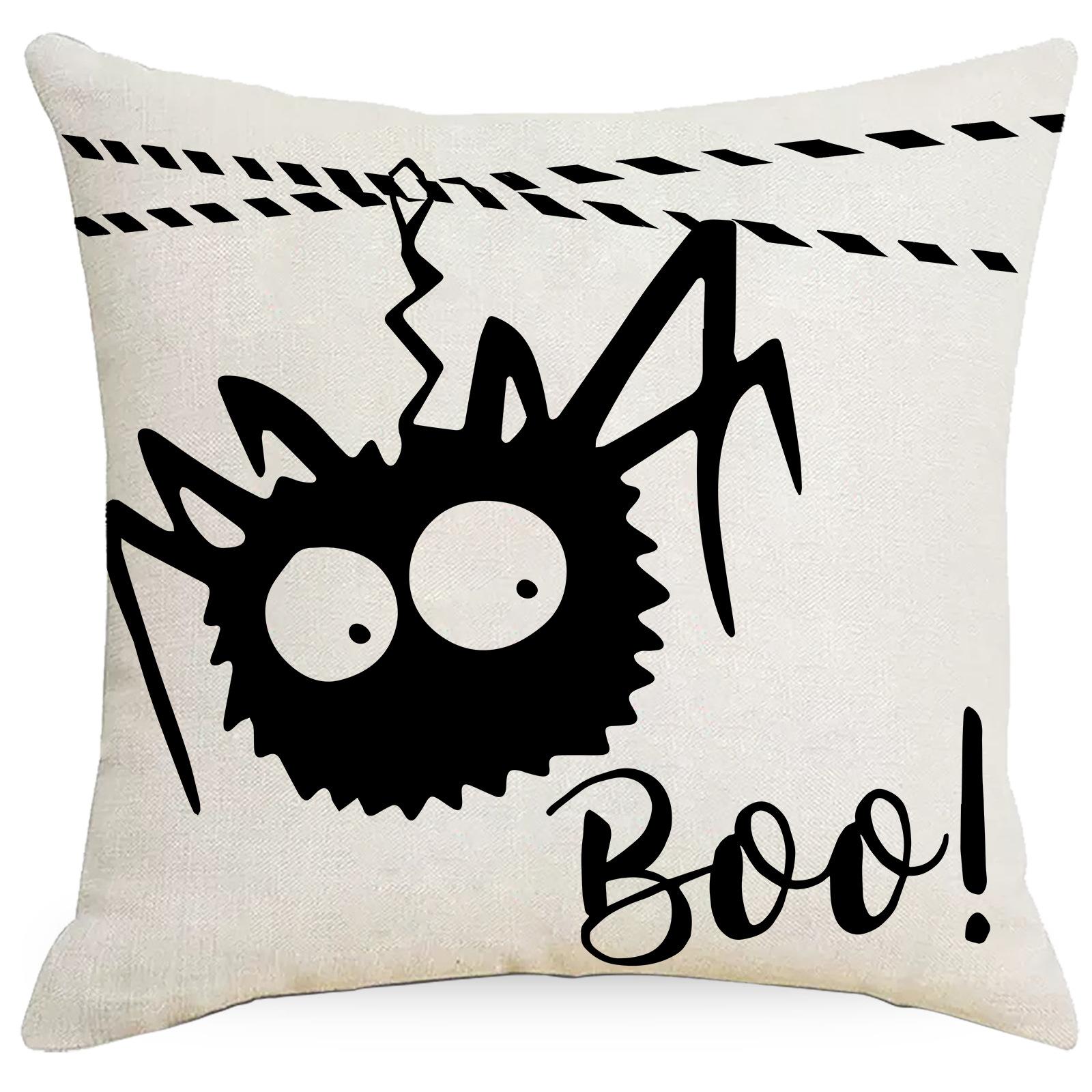 

New Halloween Pillow Cover Living Room Sofa Bedroom Pillow Single Side Linen Black Pillow Premium Durable Quality 45 * 45CM