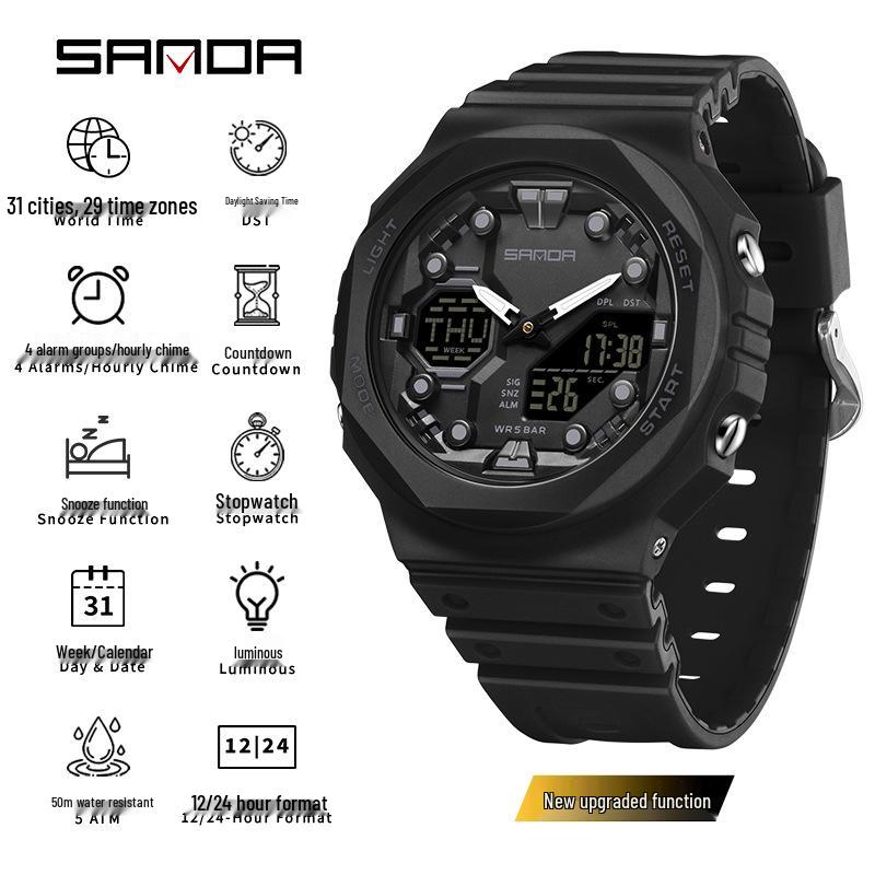 Sanda Waterproof Multifunction Electronic Sports Watch for Students