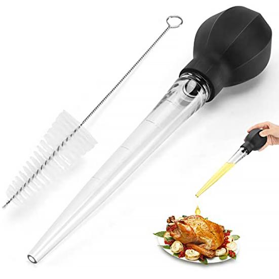 1 Set Turkey Baster Syringe Large Food Grade with Cleaning Brush BBQ Baster Syringe Tube Pump Kitchen Tool