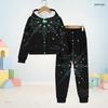 Boys Girls Hooded Long Sleeve Printed Sweatshirt Cuffed Pants Two Piece Set