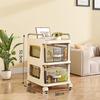Multi-layer Transparent Drawer Storage Cabinet & Movable Trolley Shelf for Living Room