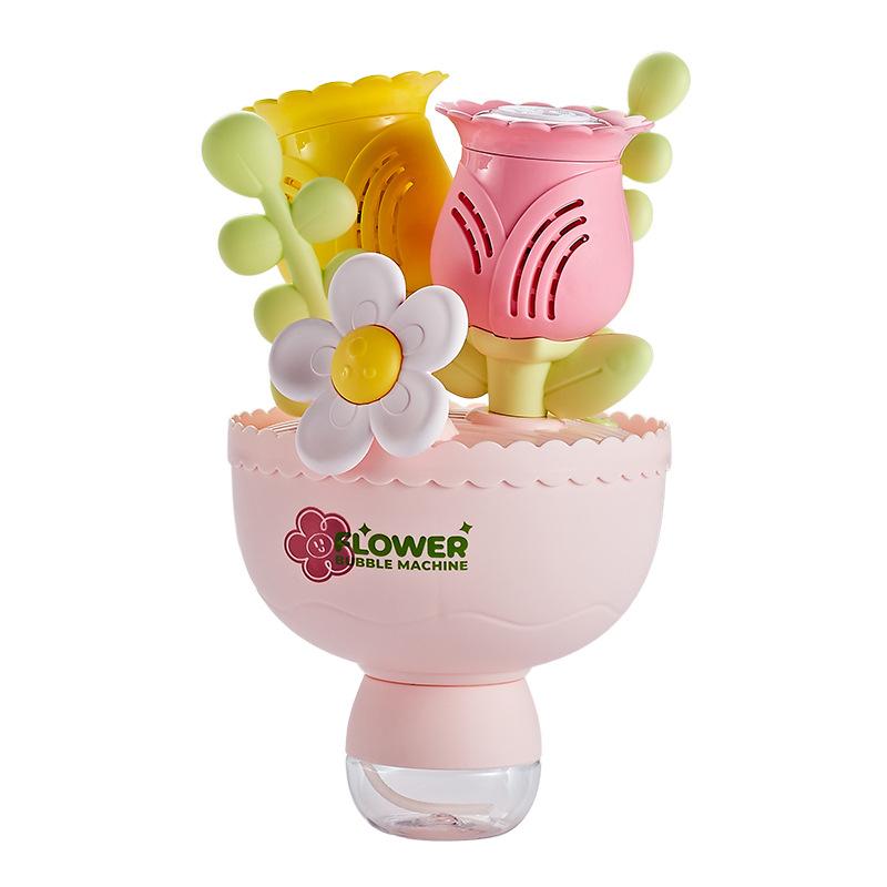 Elektrische Blumenstrauß-Blasenmaschine mit Licht für Mädchen Kinder Geschenk