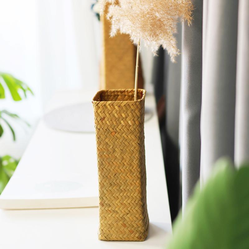 Handmade Woven Flower Vase Creative Flower Basket Weaving Room Flower Arranger Gypsophila Dried Flower Pot Home Decoration