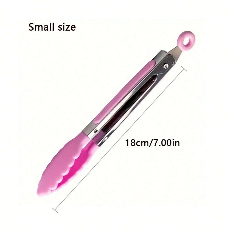 1pc Small Kitchen Tongs, Mini Food Tongs, Heat Resistant Nylon Tips Tongs For Cooking, Serving, BBQ, Grilling, Salad And More