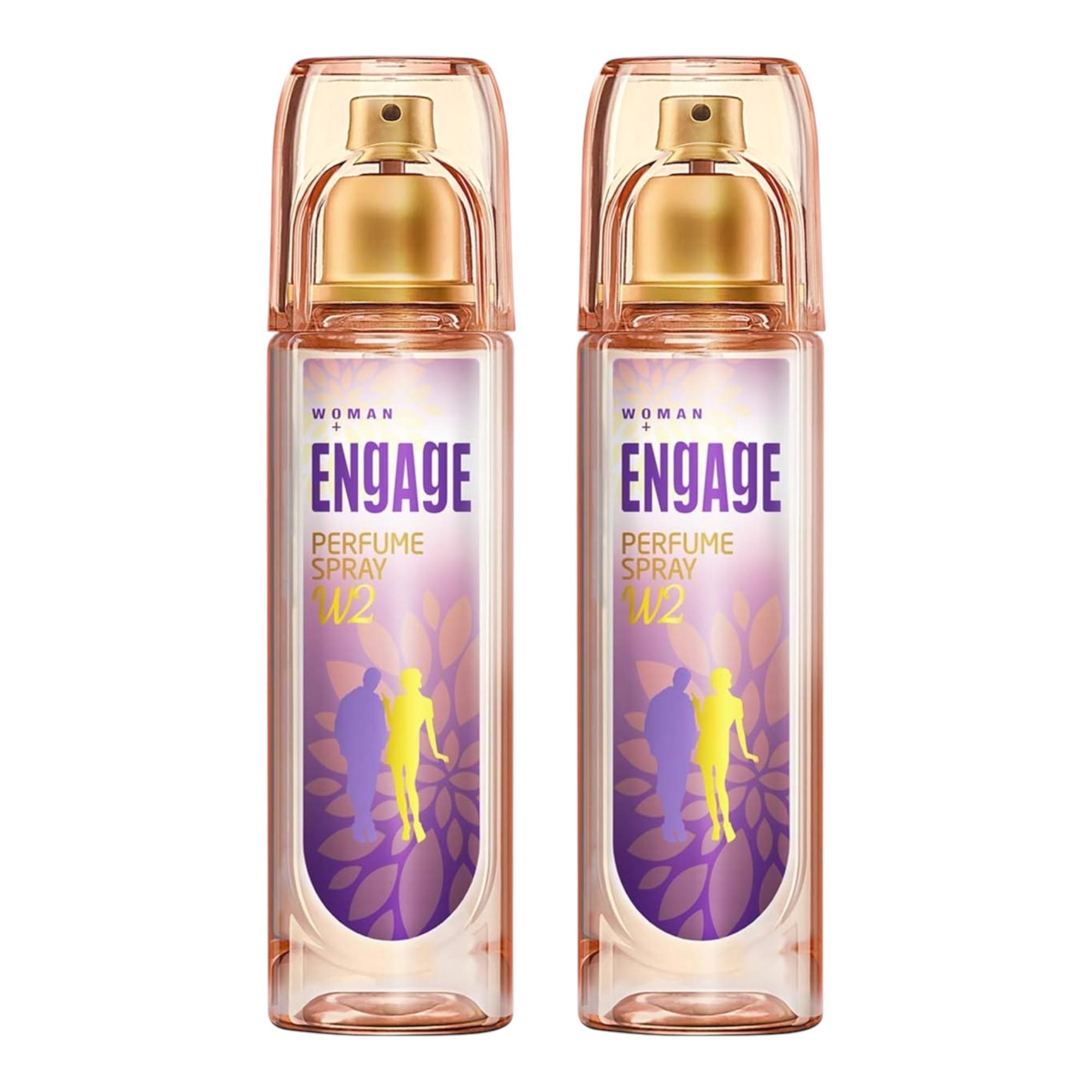

Engage W2 Perfume Spray Floral Fruity Long Lasting Fragrance For Women Pack Of 2 120ml Each Daily Freshness Body Mist