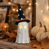 Zaubererhut Geisterstatue Leuchtend Halloween Dekoration Niedliche Gruselige Hexe Figur Harzfiguren LED Beleuchtet für Kaminsims Regal Innenbereich Haus