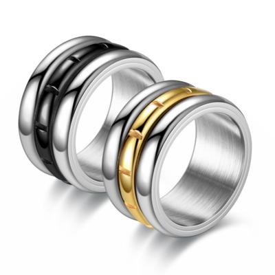 Men's European and American Fashion Titanium Steel Rotating Ring