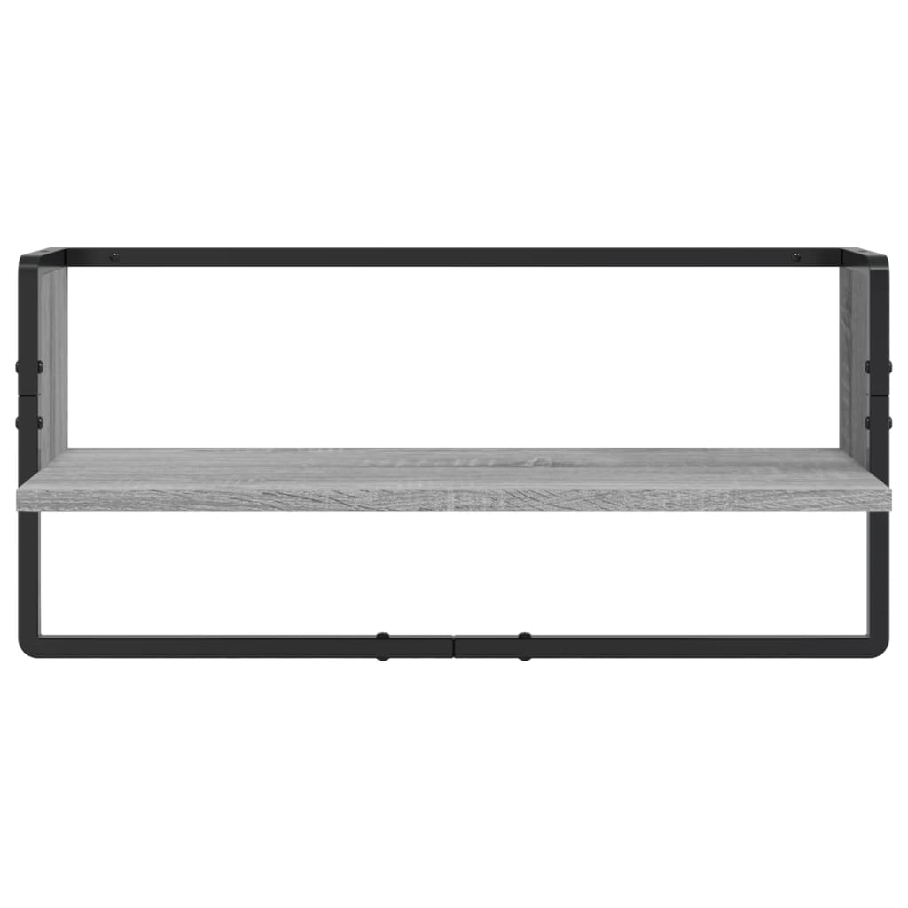 4 Piece Wall Shelf Set with Bars Grey Sonoma Particleboard