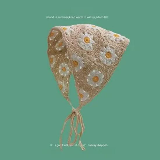 

«Милая и симпатичная повязка на голову с цветочным узором, связанная вручную»: Стиль путешествия весна/осень One Size