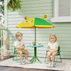 Garden Furniture Set for Children, Chairs, Table, Parasol, Bee Design, Green+Yellow