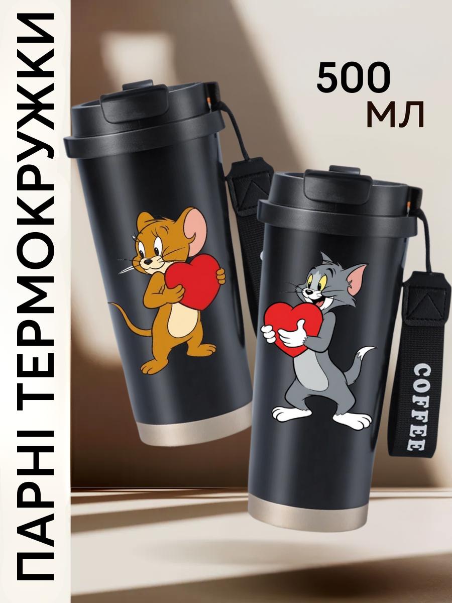 

Парные термокружки Том и Джерри Tom and Jerry из нержавеющей стали термос кружка 500 мл 2 шт 19 різнокольоровий