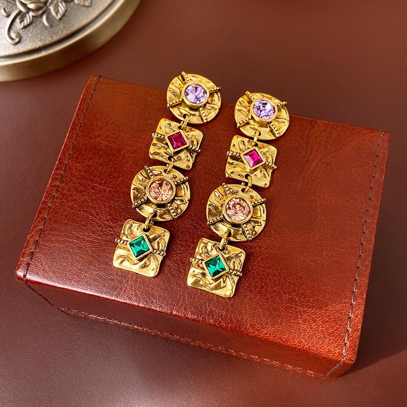 Винтажные овальные серьги-пусеты с бриллиантами  Серебряная игла  - Ювелирные изделия класса люкс