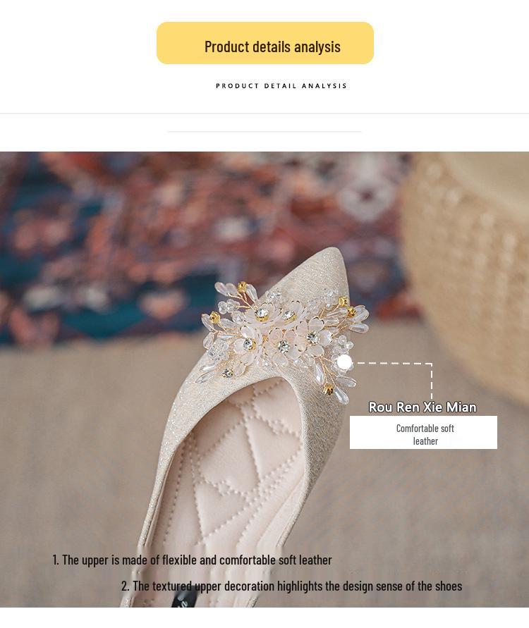 2025 Rhinestone Bridal Flat Shoes for Women - Comfortable Low-Cut Design, Suitable for Xiuhe Wedding Dresses, Ideal for Pregnant Brides.