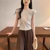 Korean Style Versatile Round Neck Short Sleeve Knit Top for Women - Summer 2025 Casual Niche T-Shirt