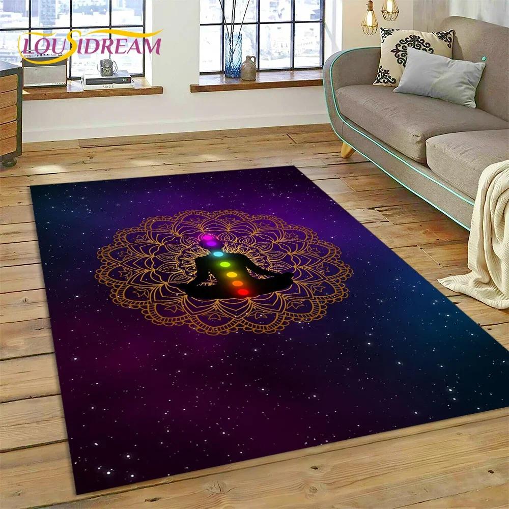 3D Yoga Meditatie Regenboog 7 Chakra Tapijt Tapijt voor Slaapkamer Woonkamer Thuis Bank Decoratie, Kinderspel Grote Decoratieve Vloermat