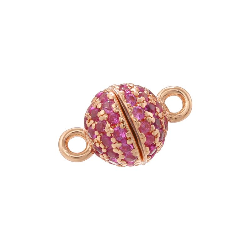 ZHUKOU 6MM Brass Inlaid Zircon Round Magnet Connection Buckle Bead Water Diamond Pendant Jewelry Making Buckle Accessories:VK265