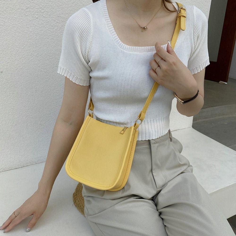 White Shoulder Bag Pu Leather Crossbody Bag Simple Small Square Bag  Outdoor