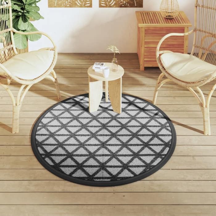 VidaXL Tapis d'extérieur noir Ø120 cm PP, tapis de jardin, tapis de sol, moquette de sol, carpette, tapis de patio, tapis 368462