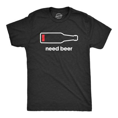 Need Beer Low Battery T Shirt Funny Drinking Vintage Comfortable Homme Designer Clothes Graphic Unisex Casual Soft