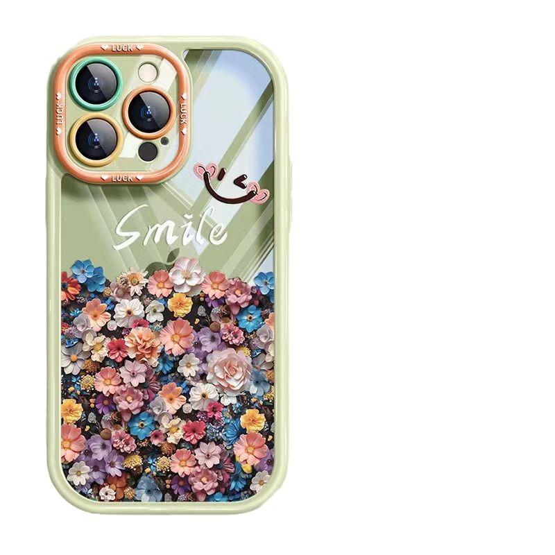 Compatible with Apple 15 Phone Case New Lens Full Coverage iPhone 14 Premium Feel Shockproof 13 Pro Max Trendy Brand Flower