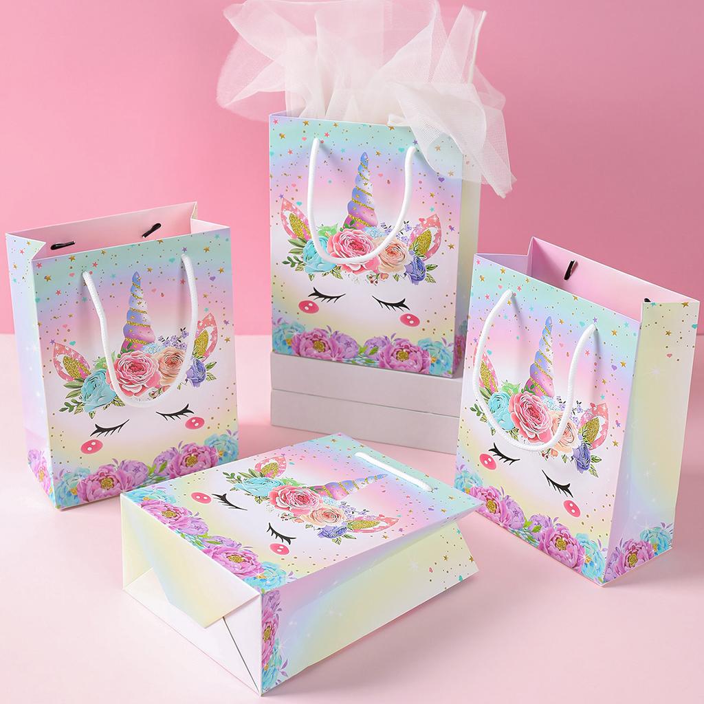 Unicorn Gift Bags Candy Biscuit Packaging Paper Bag Unicorn Theme Birthday Party Decorations Kids Girls Baby Shower Supplies