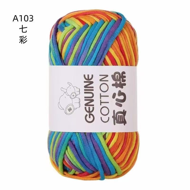 50g New Heart-filled Cotton-colored Wool,Genuine Cotton DIY Knitting Cloth Strip Thread,Hand-woven Toy Scarf Thread,Thick Yarn