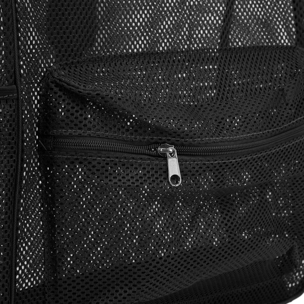 Zaino in Rete Resistente Leggero Grande Capacità Lavabile Trasparente per Nuoto Spiaggia Sport Nero