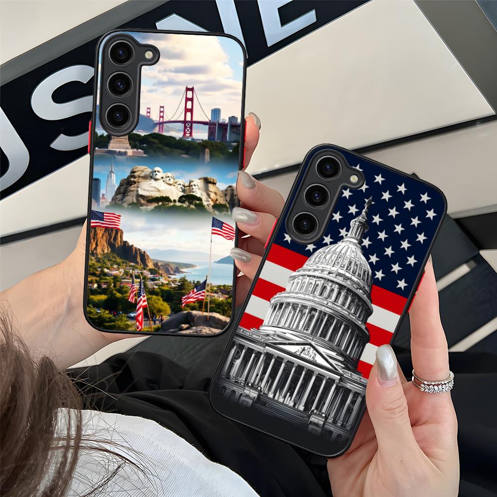 USA America Flag Silicone Mobile Phone Case for Samsung Galaxy S26 S25 S24 S23 S22 S21 Plus FE Ultra Colorful Cover