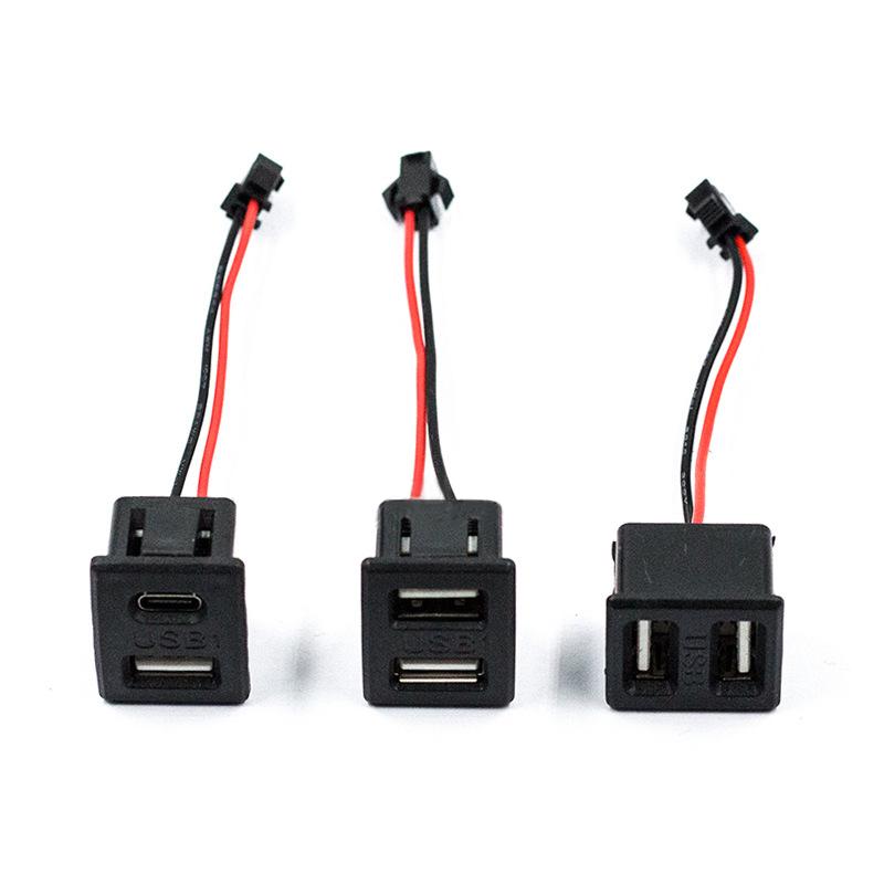 Double-Layer Usb Female Base Type-C Charging Socket Power Socket With Cable Connector
