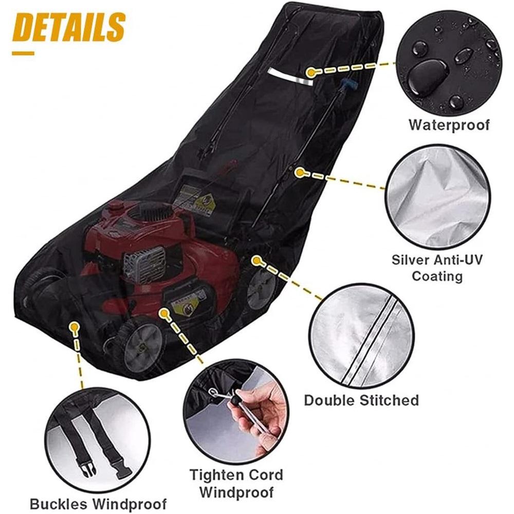 Lawn Mower Cover with Reflective Strips, Sun Protection and Snow Protection, Lawn Mower Cover with Storage Bag