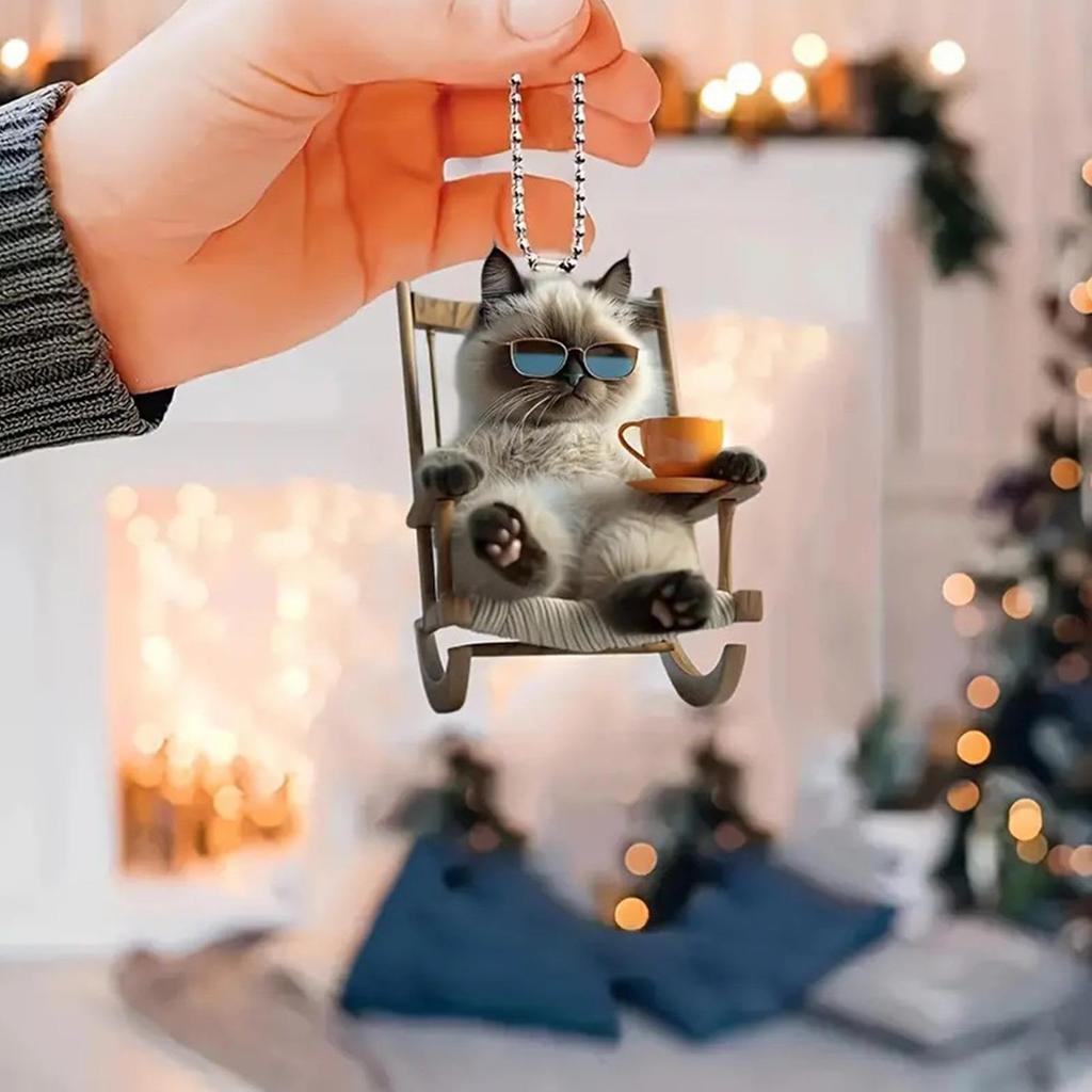 Car Rearview Mirror Decoration, Cat Decoration - 2D Acrylic Auto Animal Decoration | Cat